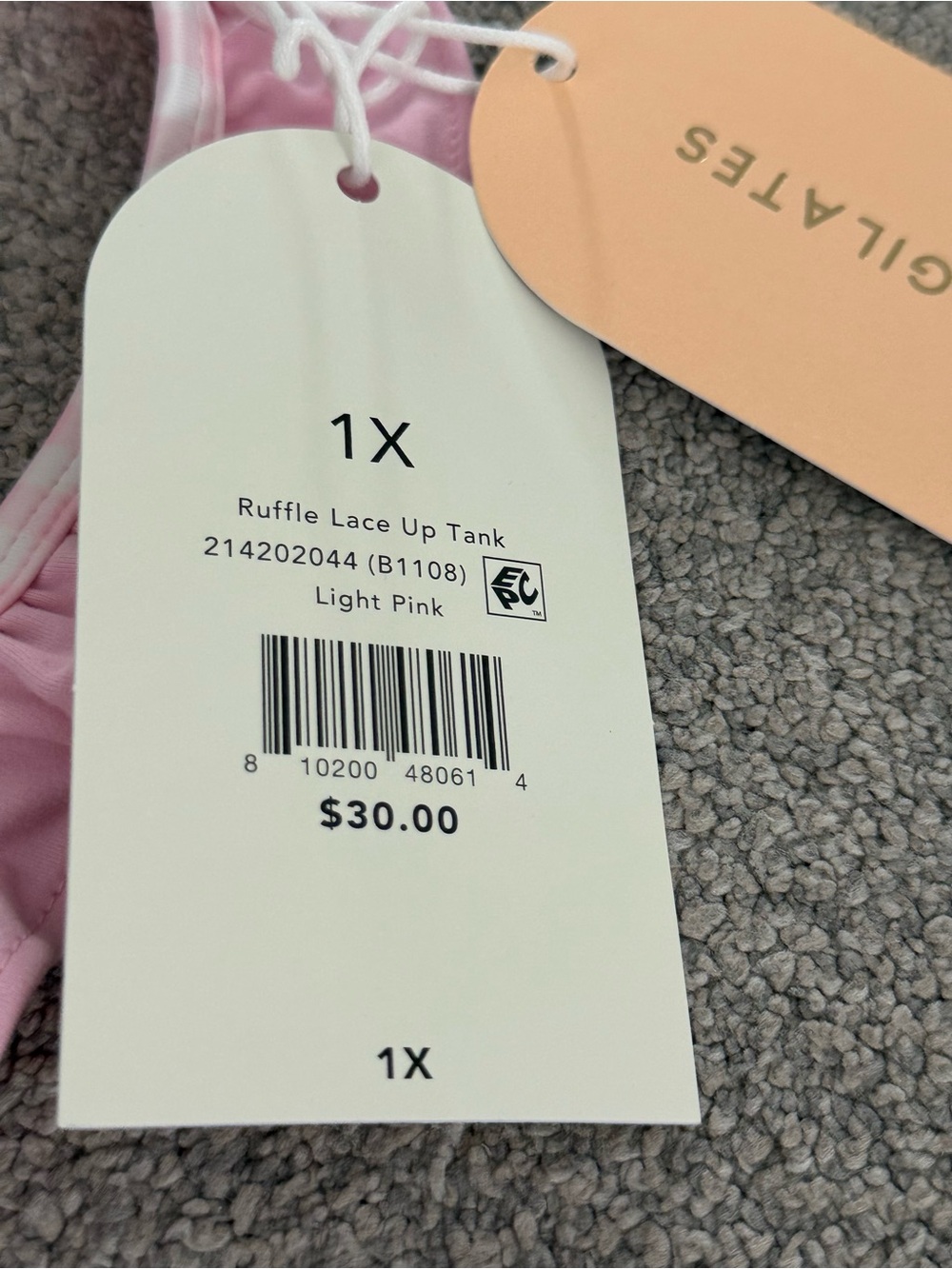 Blogilates Ruffle Lace Up Pink Tank Top - Picture 6 of 7